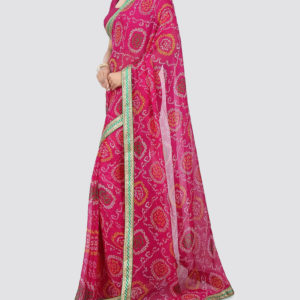 Bandhej Printed Art Silk Saree in Fuchsia