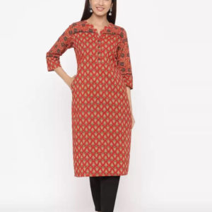 Pure Cotton Straight Maroon Kurti