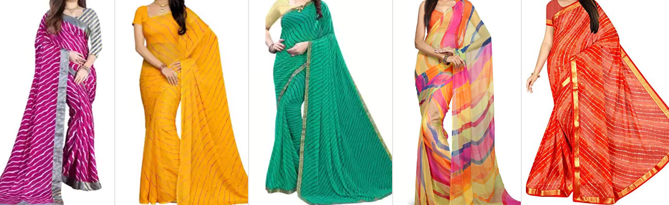 Georgette Party Wear, Wedding Wear Rajasthani Rani Leheriya Saree With Gota  Patti, With Blouse Piece at Rs 12012 in Jaipur
